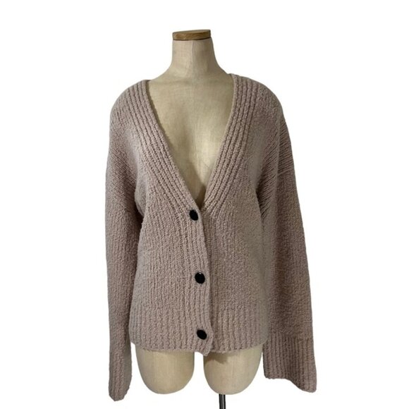 Vince women's sweater XL beige off white button down cardigan super soft knit - Picture 1 of 6
